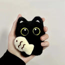 Chaveiro de gatinho Pelúcia Preto Fofo da Sorte Gatomaníacas
