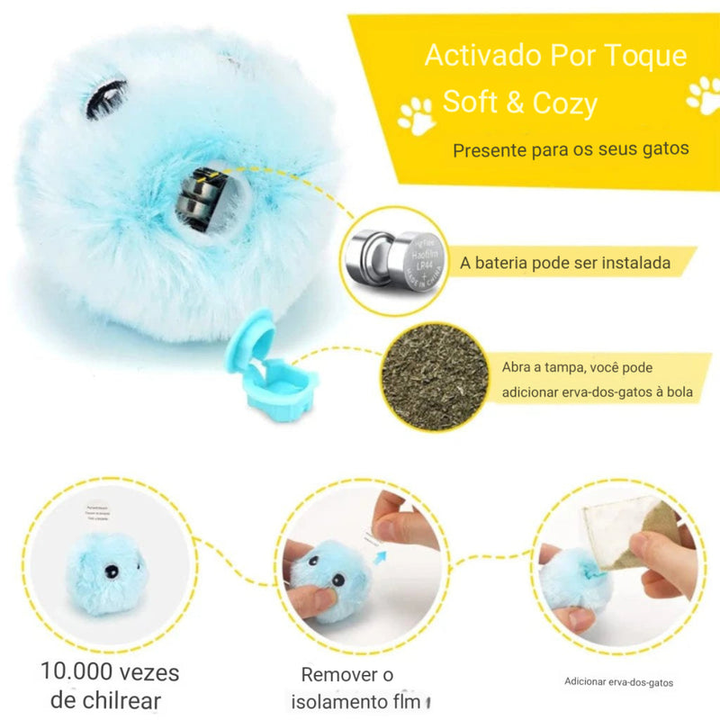 Bola Inteligente para Gatos Interativa Automática com Catnip Sonora Gatomaníacas