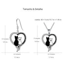 Kit Pingente Colar Brinco de Gatinho Joia com Pedra de Zircônia Antialérgico Gatomaníacas